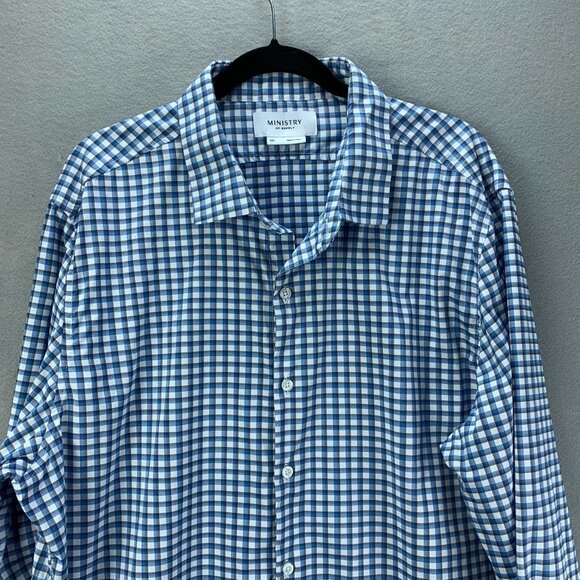 Ministry of Supply Shirt Mens XXL Blue Button Up Long Sleeve Performance Wicking - Picture 2 of 16